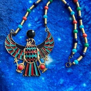 Vintage bird Colorful Egyptian Style Necklace